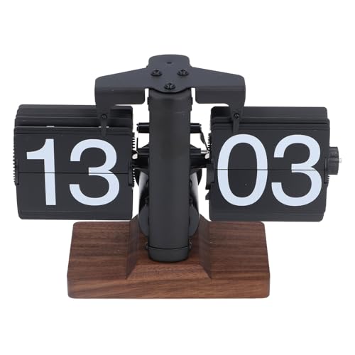 Reloj retro abatible AUNMAS de acero inoxidable y nogal con pantalla digital de 24 horas 5