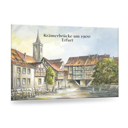 VALDEIG Kühlschrank Magnet Alt Erfurt - die Krämerbrücke um 1900 - Kühlschrankmagnet Deutschland, Germany, Thüringen Souvenir, Magnete für Kinder, Kühlschrankmagnete Geschenk für Magnetkühlschrank