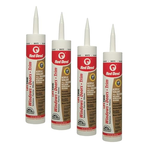 Image of Red Devil 0856PR12 Lifetime Window, Door & Trim Advanced Sealant Plus Silicone, 10.1 oz., White, Case of 12 (Pack of 4)
