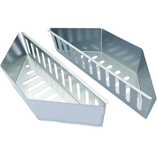 Originals Charcoal Basket Stainless Steel Char Holder Compatible with Weber Grilling Accessories Charcoal Container Contoured Carbon Briquet Grilling Baskets(2 Pieces) silver