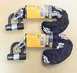 2 PC 43in Heavy Duty Padlock Chain Motorcycle Bike Anti-Theft Security Alloy Steel