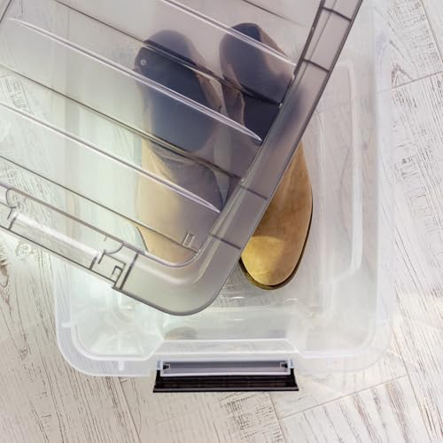 Clear Plastic Storage Bins with Gray Lids, 19 Qt Stackable Container Box, Built-in Handles, 15.38x12.38x9.63 Inches, Set of 5 - Image 7