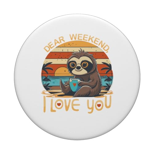 Funny Weekend Vintage Sunset Dear Weekend I Love You PopSockets Swappable PopGrip, Black - Image 3