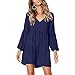 Produktbild Eaylis Damen Mode Einfarbiges Kleid Kleid mit V-Ausschnitt Laternenärmel Kleid Fließendes, lockeres Kleid Ärmelloses/langärmliges Kleid