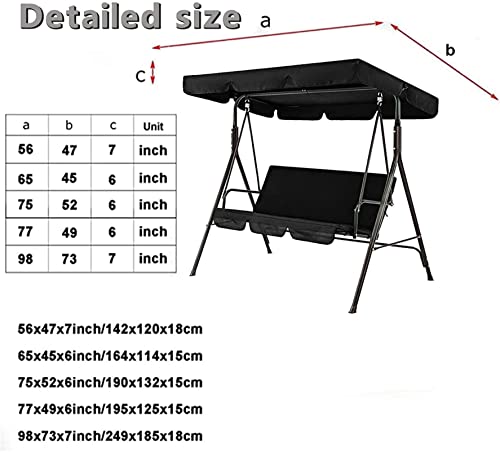 Bturyt Outdoor Porch Swing Canopy Waterproof Top Cover Set Patio Canopy Swing Cover Outdoor Swing Canopy Replacement Waterproof Uv Resistant Durable Removable (Top Cover + Chair Cover) #TOP6