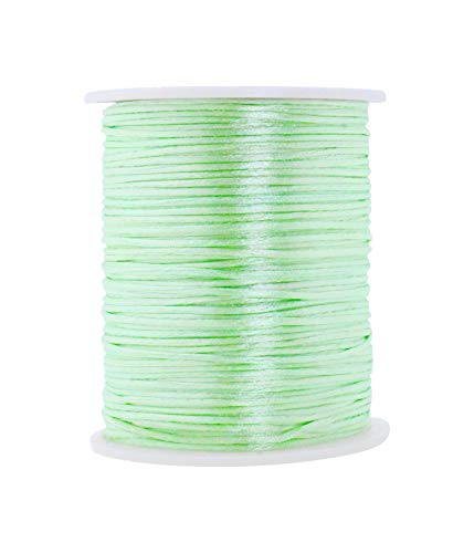 Mandala Crafts 1mm Light Green Satin Cord for Macrame Chinese Knotting
