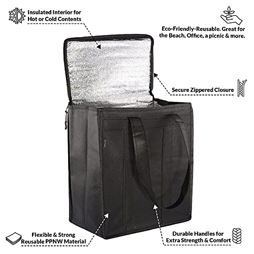 Insulated Grocery Bags With Zippered Top - 2 Pack Soft Sided Cooler Bag, Insulated Shopping Bags For Groceries, Reusable Shopping Bags For Food, Delivery, Catering, Foldable & Collapsible Tote Bags #TOP5