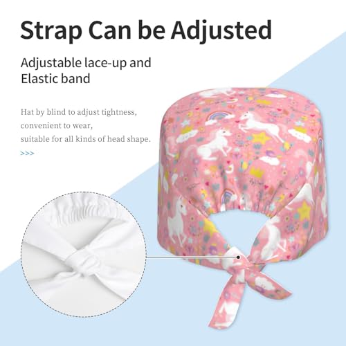 Image of Working Cap Scrub Cap with Sweatband Adjustable Unisex Tie Back Hat for Cleaning Farm Nursing