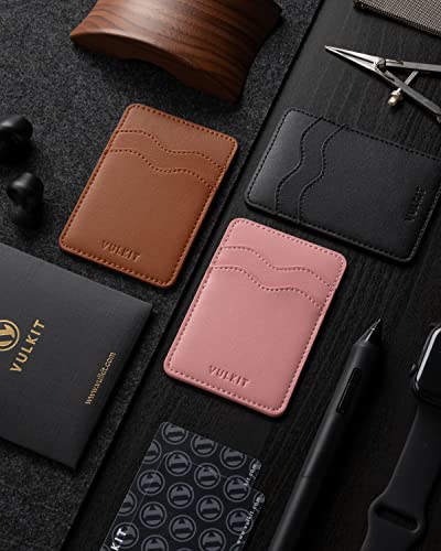 Vulkit Phone Card Holder Slim Leather Adhesive Pocket Rfid Blocking Credit Card Sleeves Sticker For Back Of Smartphone(Brown) #TOP6