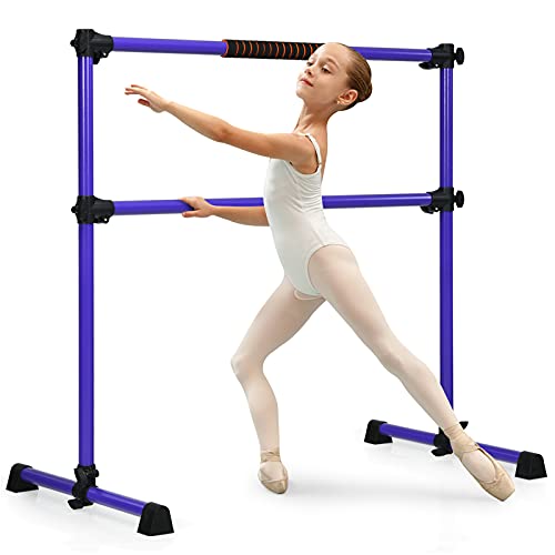 DREAMADE Sbarra Danza Classica Portatile e Regolabile in Ferro, Sbarra da Balletto per Casa o Studio, Portata Max 50kg (Viola con Schiuma)