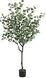 VIAGDO Artificial Eucalyptus Tree 5ft Tall 368 Silver Dollar Leaves Plants Fake Eucalyptus Stems Sil