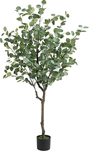 Viagdo Artificial Eucalyptus Tree 5Ft Tall 368 Silver Dollar Leaves Plants Fake Eucalyptus Stems Silk Plants For Living Room Decoration Modern Artificial Tree Home Party Wedding Decor Indoor #TOP10