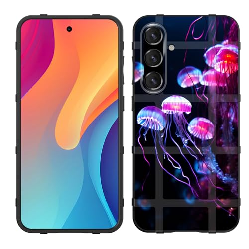 GFEWYTJYJ for Galaxy S24 FE Case,Fashion Shock-Absorption Flexible TPU Bumper Soft Rubber Protective Phone Case Cover for Samsung Galaxy S24 FE 6.7" 2024,Jellyfish Glowing in Underwater