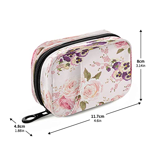 Xigua Pink Floral Travel Medicine Bag Organizer, Compact Size Portable Pill Bag Container For Vitamin And Supplement Holder, 7 Days Pill Case Organizer With Zipper For Travel Family Business #TOP2
