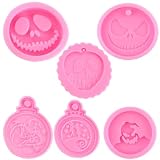 MIYAHOUSE Halloween Resin Molds Halloween Ghosts Monsters Phone Grip Epoxy Resin Molds Skull Head Badge Reel Mold for DIY Keychain Necklace Pendant Jewelry Making Set of 6