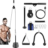 Uboway Weight Cable Pulley System Machine: Home Gym Lat Pulldown Attachments with Tricep Rope Cable...
