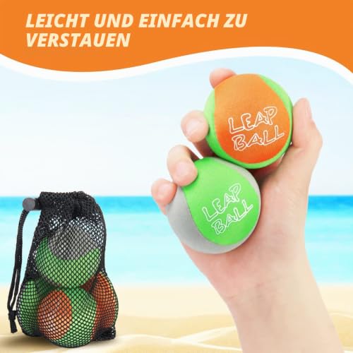 Foto von Ryaco Wasserbälle Sprungball – 4 Stück Wasserball Bouncing Ball für Kinder und Erwachsene – Extreme Wasser Badespaß für Pool und Meer – Wasserball Kinder Klein Strandball Neoprenball