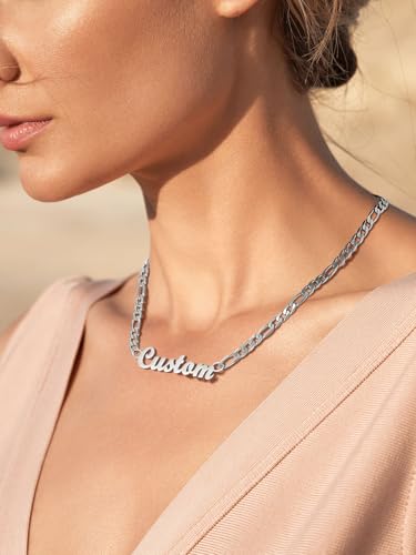 FindChic Custom Name Necklace Personalized Stainless Steel Layered Necklace for Women Girls Gold Plated/Black Name Plate Jewelry Gift for Gf Mom Daughter, with Gift Box3