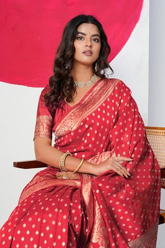 Image of Subham Saree for Woman Silk Cotton Kanjivaram | Soft Daily Wear Golden Zari Sari with Jacquard Blouse Piece