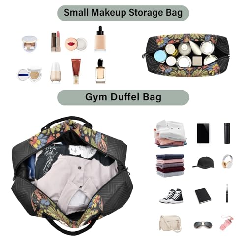 Large Travel Duffel Bag, Skull Mexican Sports Tote Gym Bag, Shoulder Weekender Overnight Bag for Women Men, Carry On Luggage with Toiletry Bags4