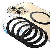 ABOHU 6 Piezas Láminas Metálicas para Soporte Movil Coche Magnético, Muy Finas Placa Metal Adhesiva, Reemplazo de Placas de Metal con Adhesivo, Anillo Negro