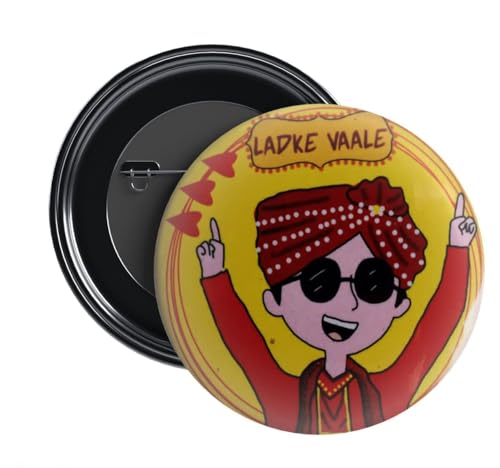Image of Ladkiwale | Team Bride |Wedding Badges (props)|Batches for Wedding, Bachelor party, Reception party and Events| Pin Button Badges |Multicolour| Size 58mm