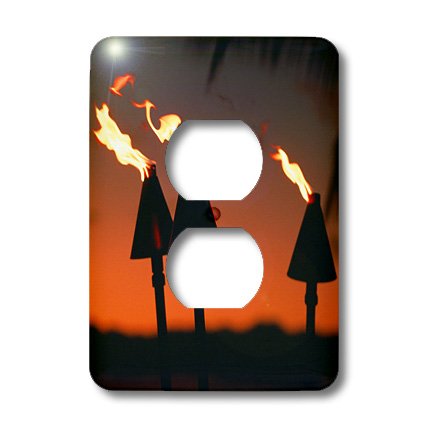 Cache-prise Tiki torches Hawaii Douglas Peebles pour double prise murale