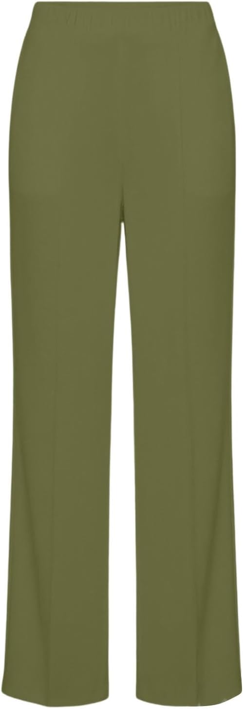 Wide Leg Pants for Women Elastic Waist Straight Leg Trousers with Pockets Dressy Casual Work Trousers for Vacation