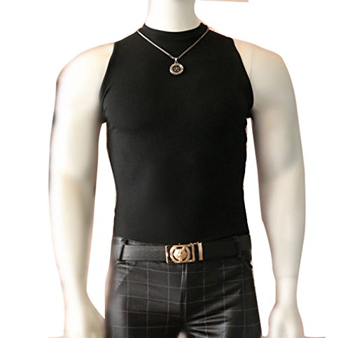 black sleeveless turtleneck men's