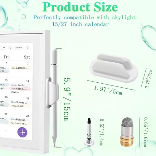Image of Stylus and Mount for Nintendo Switch /Skylight Calendars 15 /27 Inch, Dual Tip with Mesh and Disc Tip | Magnetic Pen Cap | Flexiple Stylus Holder Mount to Calendar,Capacitive Stylus Pen-White