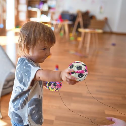 LETTERASHQP Ball Mit Schnur Kinder 6 Stück Springball mit Schnur Bouncing Ball Toy Handgelenk Returnball Moon Space Ball Hohe Springender Gummiball Wrist Ball für Kinder Innen und Außen