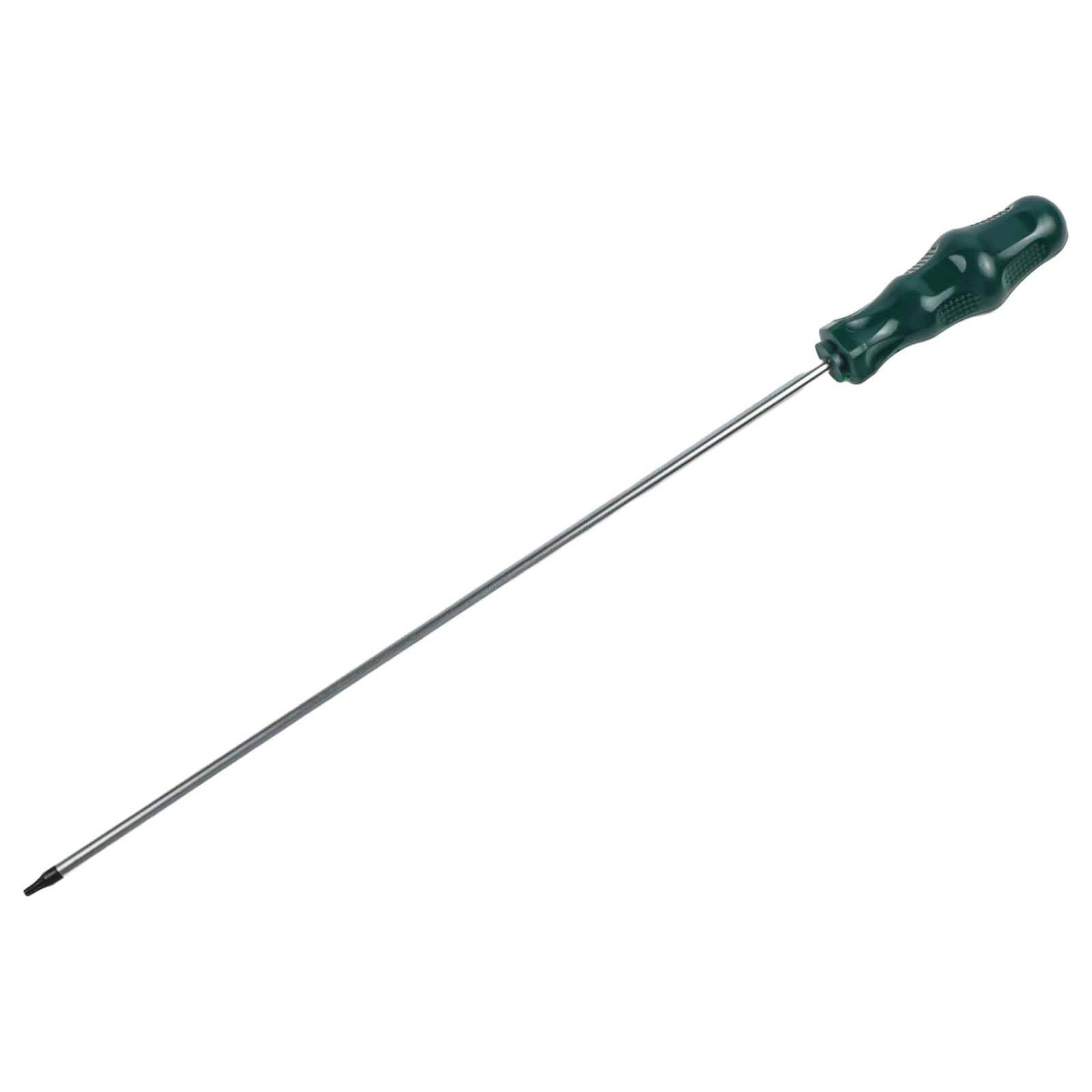 400mm Extra Long Screwdriver with Magnetic Tip and Ergonomic Rubber Handle, Chromium Vanadium Steel Shaft for T10/T15/T20/T25/T27/T30, for Automotive and Workshop Repair, Silver Green