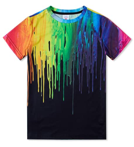 Belovecol Boys Girls 3D T Shirts Tie Dye Tshirt Kids Cool Short Sleeve Graphic Summer Top for Kids 6-8 Years