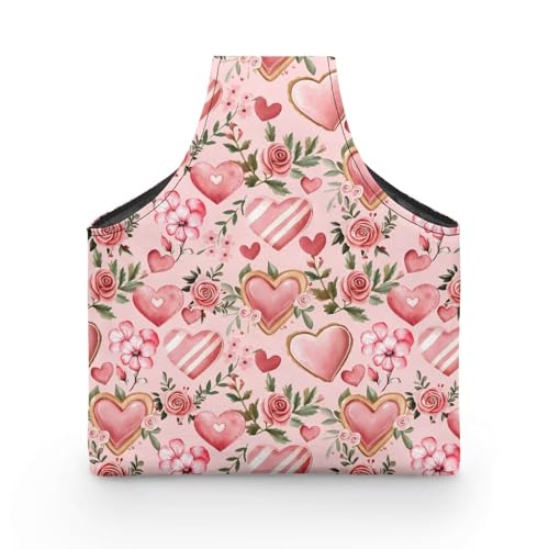 Image of KUIFORTI Pink Rose Knitting Tote Bag Love Heart Travel Knitting Yarn Storage Bag Organizer for Valentines Day Lightweight for Holding Yarn Crochet Needles, Knitting and Crochet Supplies