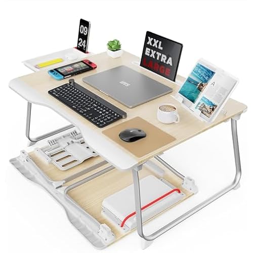 SAIJI Folding Bed Desk for Laptop, Extra Large Folding Bed Tray Table