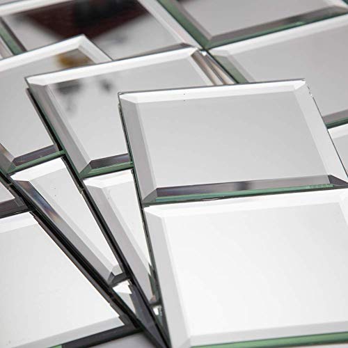 Soulscrafts Beveled Mirror Tile, 4x4 Inch Mirror Square Tiles for