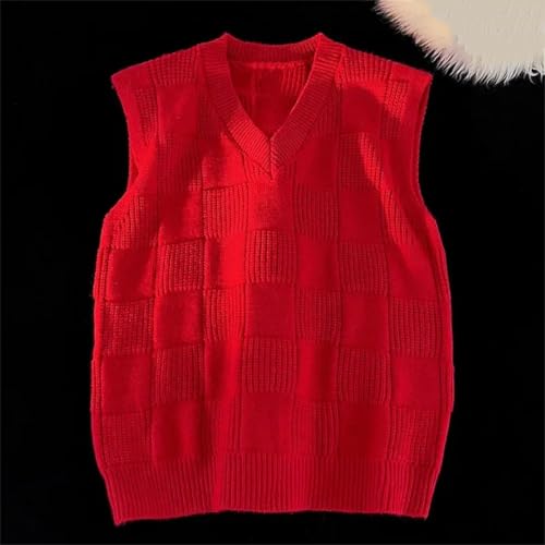 Men's Knitted Vest Autumn and Winter Loose V-Neck Pullover Textured Sleeveless Fashion Vest3
