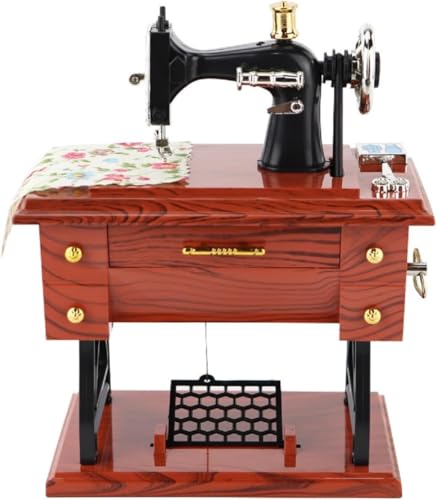 JLMAMZNG Vintage Sewing Machine Music Box Clockwork sewing music box gifts for Home Desk Decoration with Classic mechanical hand cranked Jewelry for Friends&Children&Kids&Lady&Parents (Large size)