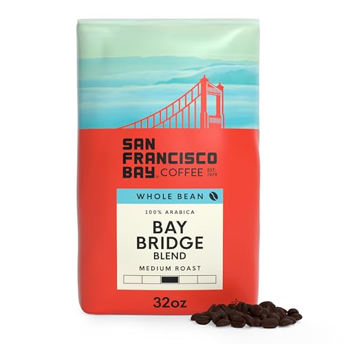 San Francisco Bay Whole Bean Coffee, Bay Bridge Blend (32 oz Bag), Medium Roast Coffee Beans