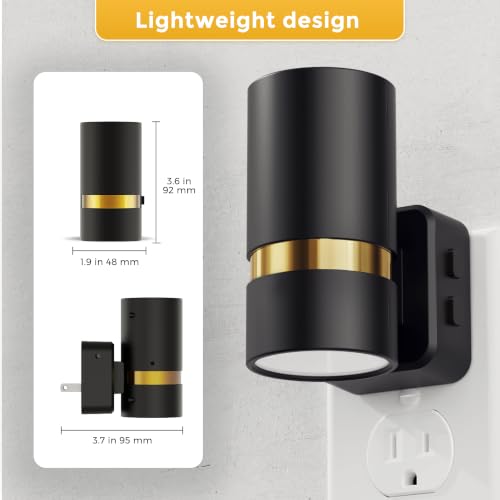 Image of L LOHAS LED Night Lights Plug into Wall 3CCT 2 Pack | Amber /3000k /5000K Color Change Night Light with Dusk to Dawn Sensor, 5 Level Dimmable, Plug in Night Light Black Housing