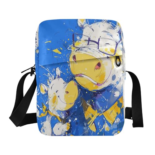 Pop Art Blue Hippo messenger bags for women Shoulder Bag Womens Fashion Purses Adjustable Strap for Travel business