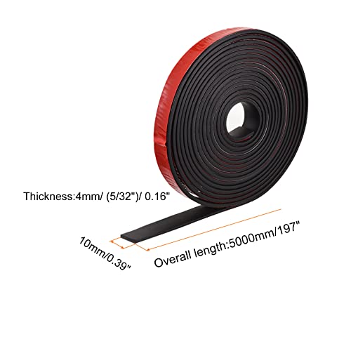 sourcing map Neopren Platten Rollen Selbstklebend Rücken Solid Gummi Streifen 4mmx10mmx5000mm