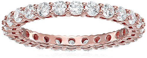 Rose-Gold-Plated Sterling Silver All-Around Band Ring set with Round Swarovski Zirconia (1 cttw), Size 8
