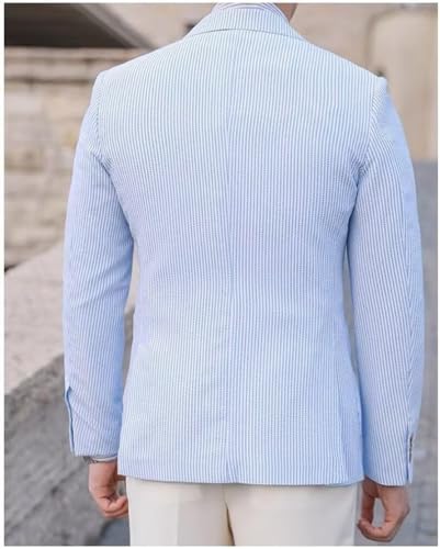 Mens Blazer Casual Seersucker Sport Coat Two Button Lightweight Suit Blazer Jackets UOU883
