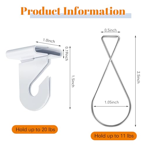 Image of Vicenpal 200 Pcs Drop Ceiling Hooks Bulk for Classrooms Offices Hanging Set, 100 Pairs Right and Left 100 Pcs Clips for Tile Decorations, Metal Suspended T Bar Hooks for School Plants