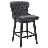 Amazon Brand – Stone & Beam Morgan Faux Leather Memory-Swivel Counter-Height Barstool, 38.2"H, Black