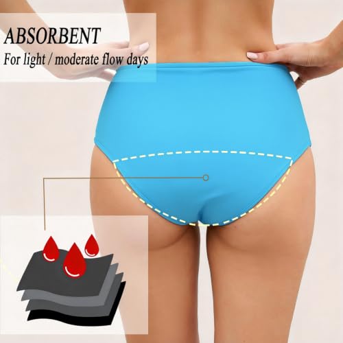 Image of Leoparts Period Swimwear Leakproof Bikini Bottoms Black High Waisted Coverage Swimsuit Bottom for Girls Teens Women