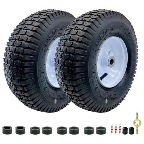2-Pack of 13x5.00-6" Wheels,13" Pneumatic Tires,Steel Rim and 3/4" Axle Bore Hole(Bushing),3"-6” Centered Hub,for Riding Lawn Mower,Utility Wagon and More，All Purpose Utility Tire Cover