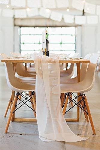 Table Runner Chiffon Bulk Silk Champagne Event Party Supplies Table Cloth Romantic Wedding Decor Handmade Chiffon Velvet Table Runner Boho Vintage Woodland (Champagne, 144 in / 366 cm)