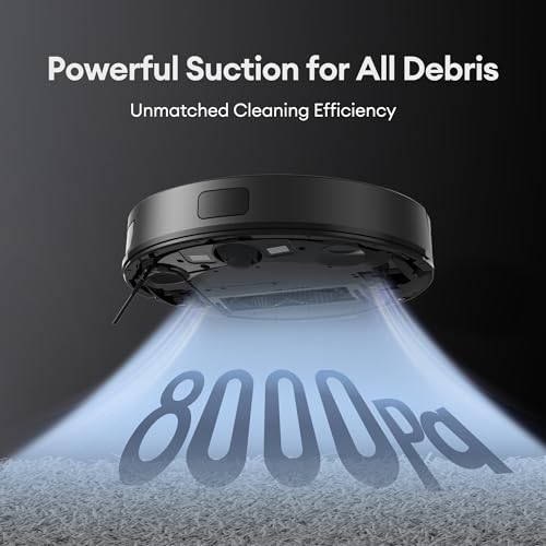 Ultenic Robot Vacuum Cleaner with Mop 8000Pa/200Mins, Precision LiDAR Navigation, 3 in 1 Sweep & Mop Robot,5 Maps, No-go Zone, App Control for All Floor, Carpet & Pet Hair - Image 3
